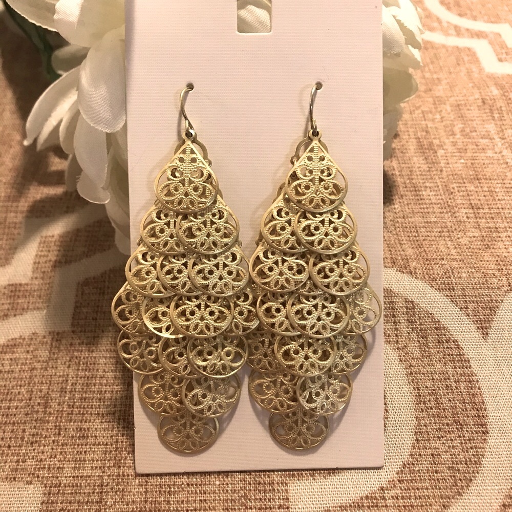 Gold Filigree Dangle Earrings